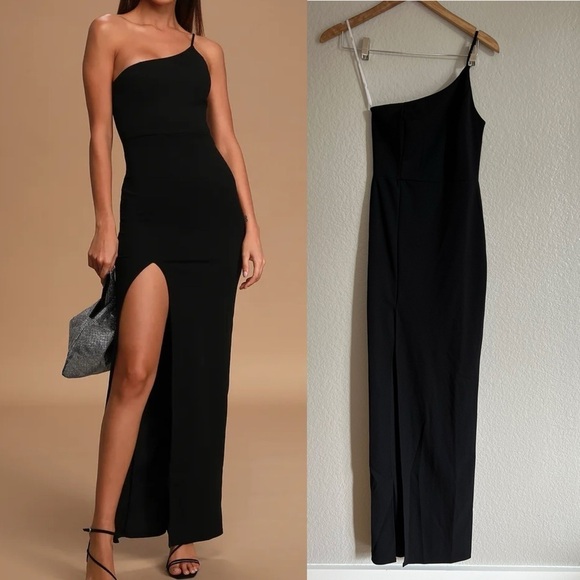 Keeper of My Heart Black One-Shoulder Maxi Dress NWOT - Picture 1 of 3